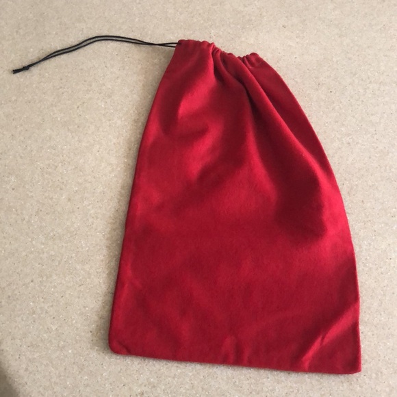 CHRISTIAN LOUBOUTIN RED FELT DRAWSTRING DUST BAG BLACK LETTERING NEW - Picture 4 of 9